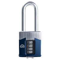SQUIRE Warrior Long Shackle Combination Padlock 55mm - Blue & Silver