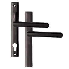 LOXTA Stealth Double Locking Lever Handle (Blank External) - 211mm 92PZ Polished  - Black