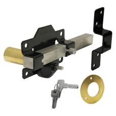 A PERRY Single Locking Long Throw Gate Lock 50mm Single Locking - Black