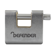 DEFENDER Armoured Warehouse Sliding Shackle Lock 60mm Keyed To Differ - Brushed Silver