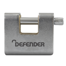 DEFENDER Armoured Warehouse Sliding Shackle Lock 80mm Keyed To Differ - Brushed Silver