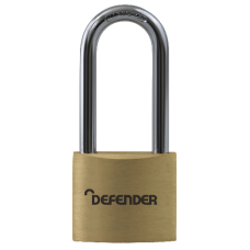 DEFENDER Brass Long Shackle Padlock 40mm Keyed To Differ Long Shackle  - Steel