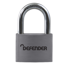 DEFENDER Aluminium Open Shackle Padlock 30mm Keyed To Differ - Silver