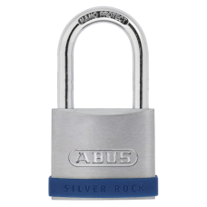 ABUS Silver Rock 5 Long Shackle Padlock 50mm Keyed To Differ 80mm Shackle - Stainless Steel Effect