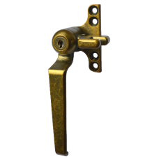 STEEL WINDOW FITTINGS B195 Key Locking Window Handle Left Handed  - Antique Brass