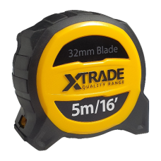 Robust Retractable 32mm Wide Tape Measure 5 Meter - Yellow