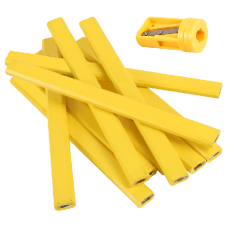XTRADE Carpenters Pencil Set Pack Of 10 Including Sharpener - Yellow