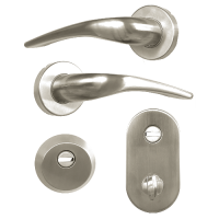 HOOPLY FT09 Lever Handle On Rose & Escutcheon Set with Thumbturn Right Hand - Satin Nickel