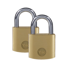 YALE Y110B  Open Shackle Padlock 30mm Pack of 2 Keyed Alike - Brass