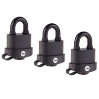 YALE Y220B High Security Open Shackle Weatherproof Padlock 51mm Pack of 3 - Black