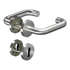 DORMAKABA Ogro Core Round Bar Return Lever Handle Set To Suit SVP Lock  90050063189 - Stainless Steel