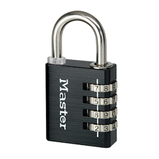 MASTER LOCK 7641EURDBLK 40mm Indoor 4 Wheel Combination Lock c w Override Key - Black