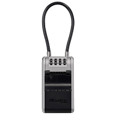 MASTER LOCK 5482EURD Portable Combination Key Box With Cable Shackle Resettable Combination With Cable - Black & Grey