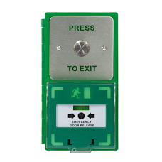 ICS Dual Unit MCP110 Call Point With 19mm Stainless Steel Exit Button Vertical DBB-H-02-110-V - Green
