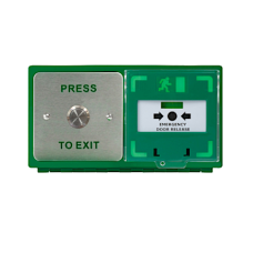 ICS Dual Unit MCP110 Call Point With 19mm Stainless Steel Exit Button Horizontal DBB-H-02-110-H - Green