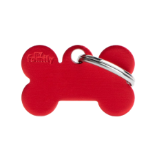 SILCA My Family Bone Shape ID Tag With Split Ring Small - Red