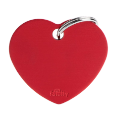 SILCA My Family Heart Shape ID Tag With Split Ring Large - Red