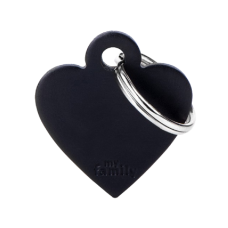 SILCA My Family Heart Shape ID Tag With Split Ring Small - Black