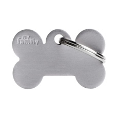 SILCA My Family Bone Shape ID Tag With Split Ring Small - Grey