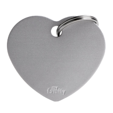 SILCA My Family Heart Shape ID Tag With Split Ring Large - Grey