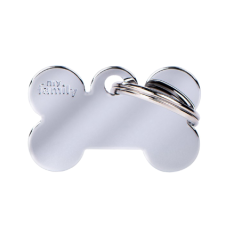 SILCA My Family Bone Shape ID Tag With Split Ring Small - Chrome