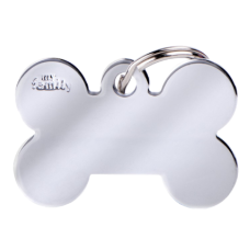 SILCA My Family Bone Shape ID Tag With Split Ring Large - Chrome