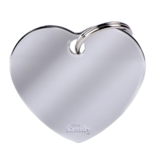 SILCA My Family Heart Shape ID Tag With Split Ring Large - Chrome