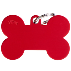 SILCA My Family Bone Shape ID Tag With Split Ring Extra Large - Red
