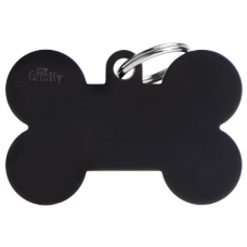 SILCA My Family Bone Shape ID Tag With Split Ring Extra Large - Black