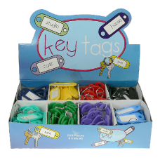 ALDRIDGE Key Name Tags With Split Rings Counter Display Box 200 Pieces 25 Each of 8 Colours - Assorted Colours