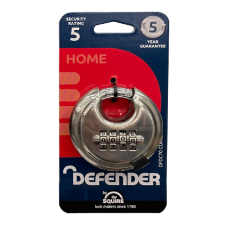 DEFENDER By Squire Combination Disc Padlock Carded - Silver