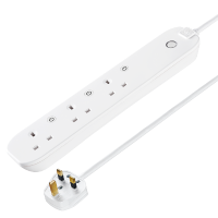 LUCECO 13A Smart Extension Lead With 3 Sockets 1 Metre Cable - White