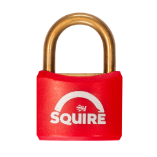 SQUIRE BR40 Open Shackle Brass Padlock With Brass Shackle KD Keyed To Differ - Red