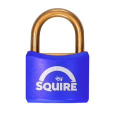 SQUIRE BR40 Open Shackle Brass Padlock With Brass Shackle KA Keyed Alike 32114 - Blue