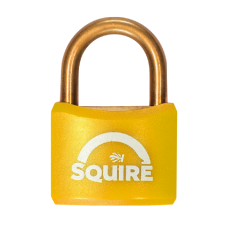 SQUIRE BR40 Open Shackle Brass Padlock With Brass Shackle KD Keyed To Differ - Yellow