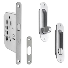 BONAITI SERRATURE Classic WC Sliding Door Hook Lock B2N Oval Satin Chrome
