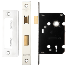 ERA Valiant 3 Lever Mortice Sashlock Square End 64mm Case Satin Keyed To Differ Display
