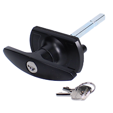 CARDALE Garage Door T-Handle Square Spindle With Screwhole In End Black