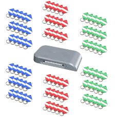 INTRATONE Mifare Electronic Key Ring Tags Red, Blue & Green (Box of 90 - 30 of Each Colour) With USB Programmer Mixed 08-0117 & USB Programmer 12-0115