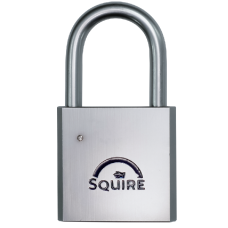 SQUIRE HEB50 Open Shackle Padlock Body To Accept 40mm (30 10) Half Euro Cylinder Chrome Plated Brass Body