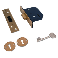 WILLENHALL LOCKS M5 5 Lever Deadlock 64mm MK  - Polished Brass