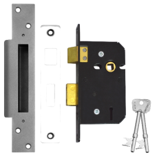 WILLENHALL LOCKS M5 5 Lever Sashlock 64mm Keyed To Differ  - Satin Chrome