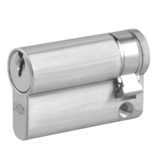 UNION 2X20A Euro Half Cylinder 49mm 41/8 Keyed To Differ  - Satin Chrome
