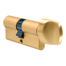 EVVA A5 KDZ Off-Set Euro Key & Turn Cylinder KD 77mm 36-T41 31-10-T36  - Polished Brass