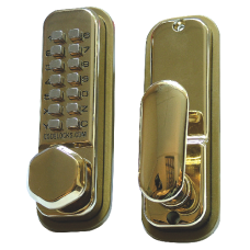 CODELOCKS CL255 Digital Lock With Optional Holdback  - Polished Brass