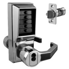 DORMAKABA Simplex L1000 Series L1041B Digital Lock Lever Operated With Key Override & Passage Set  Right Handed With Cylinder LR1041B-26D - Satin Chrome