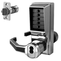 DORMAKABA Simplex L1000 Series L1041B Digital Lock Lever Operated With Key Override & Passage Set  Left Handed With Cylinder LL1041B-26D - Satin Chrome
