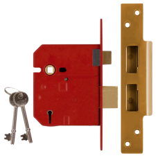 UNION 2234 5 Lever Sashlock 76mm Keyed Alike  - Polished Lacquered Brass