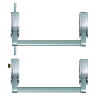 BRITON 377 Push Bar Double Rebated Door Panic Set Left Handed - Silver Enamelled