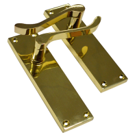 ASEC Vital Victorian Plate Mounted Scroll Lever Furniture 100mm Latch - Polished Brass